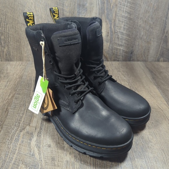 Dr. Martens Iowa Waterproof Lace-Up Boots Black Leather Men's 9 Women's 10